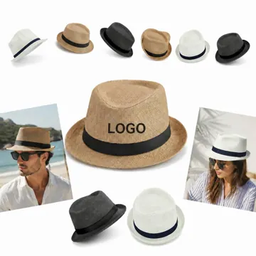 Classic Papyrus Straw Fedora Hat with Adjustable Band