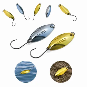 Gold Silver-Blue Spoon Lure with Single Hook for Bass Trout
