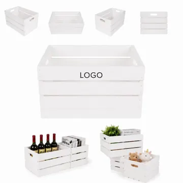 Solid Pine Wood Open-Top Storage Crate for Organization