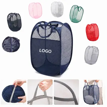 Collapsible Mesh Laundry Basket with Handles, Space-Saving