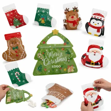 Christmas Tree Zip Gift Pouches with Handle