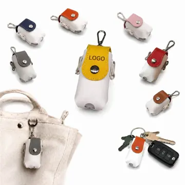 Mini Leather Carabiner Pouch Two-Tone with Metal Clip