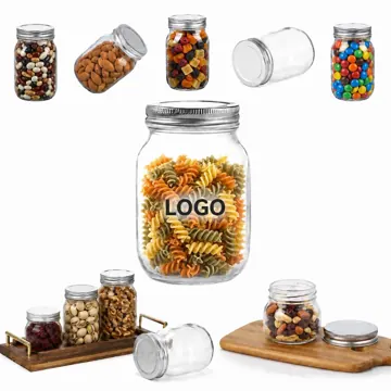 Clear Glass Canning Jars with Airtight Metal Lids for Dry