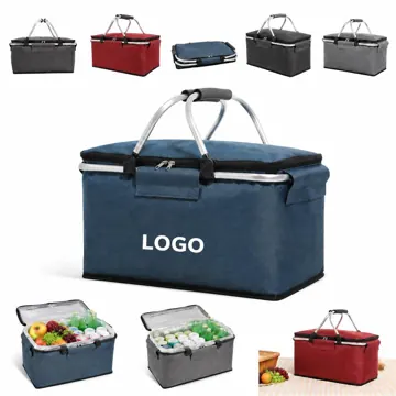 Collapsible Insulated Picnic Basket, 18L Hard Shell Cooler
