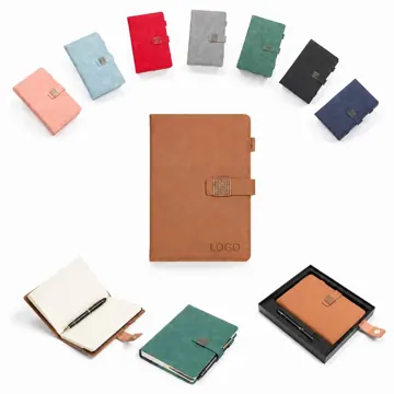 A5 Leather Notebook Set with Pen, Business Gift Box
