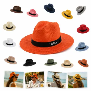 Black Ribbon Wide Brim Straw Hat for Outdoor Sun Protection