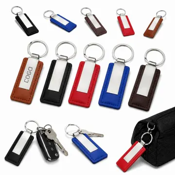 Genuine Leather Keychain with Rustproof Metal Ring