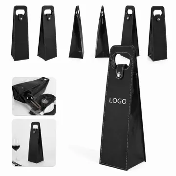 PU Leather Wine Tote Bag with Padded Interior for 1-2