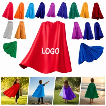 Kids Shiny Satin Hero Cape for Costume Parties