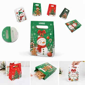 Fold Over Christmas Gift Bags with Handles and Adhesive