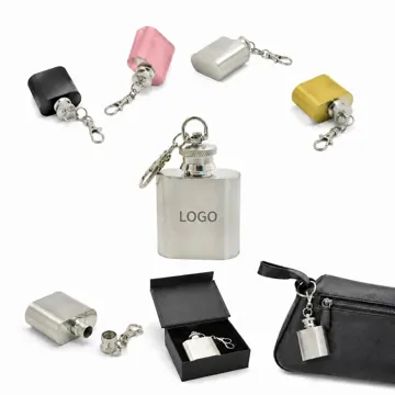 2oz Mini Whiskey Flask Keychain, Leakproof Metal