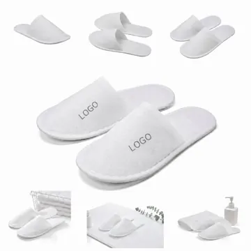 White Non-Woven Disposable Slippers with Non-Slip Sole