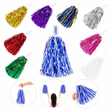 Metallic Cheerleading Poms with Baton Handle