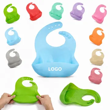 Waterproof Silicone Baby Bib with Food Catcher Pocket