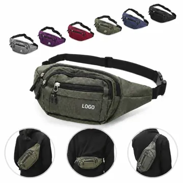Water-Resistant Nylon Waist Bag with Multiple Zippered