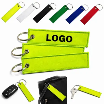 Plain Fabric Keychain with Metal Ring, Blank Surface for DIY