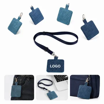 Denim Multi-functional Lanyard Card Holder with Carabiner
