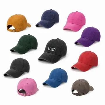 Vintage Washed Cotton Baseball Cap with Adjustable Strap