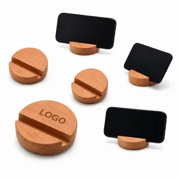 Natural Wood Round Phone Stand for Hands-Free Viewing