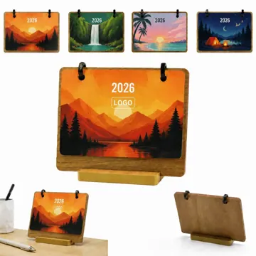 Wooden Desk Calendar with Stand for Monthly Planning
