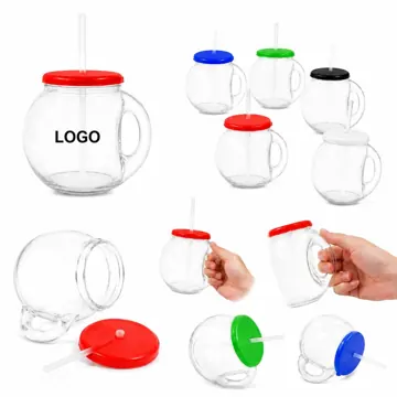40oz Fish Bowl Cup with Lid & Straw for Iced Drinks