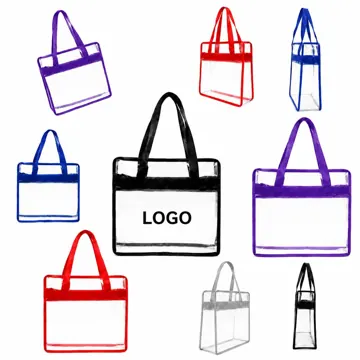 Clear PVC Tote Bag for Stadium Events with Zipper