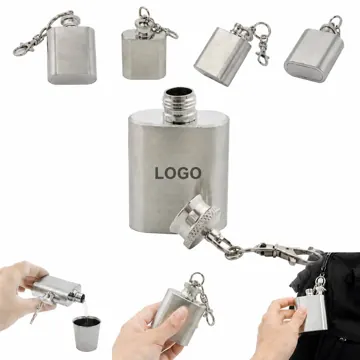 Stainless Steel Mini Hip Flask Keychain with Screw-Top