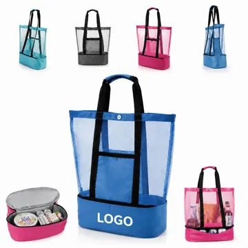 Thermal Insulated Beach Mesh Bag with Drawstring