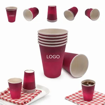 8 oz Bamboo Pulp Paper Cup, Gradient Red, Eco-Friendly