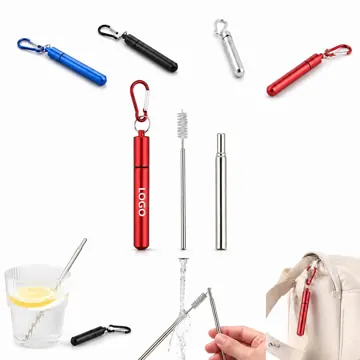 Foldable 304 Stainless Steel Straw with Portable Metal Case