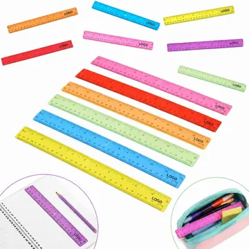 Clear Plastic Rulers with Color Accents, 12 Inch, cm