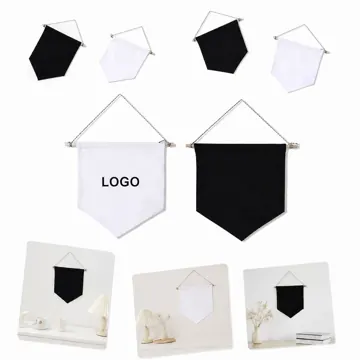 Black White Pentagonal Hanging Fabric Banner Set