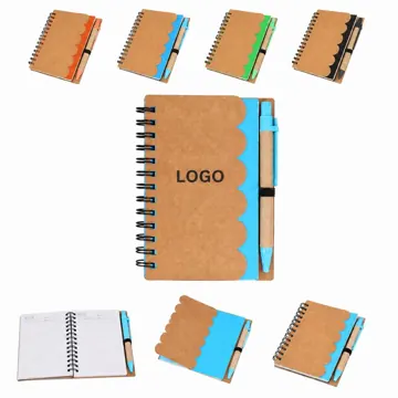 Wavy Stripe Notepad with Pen, Smooth Paper Writing Notebook
