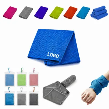 Quick-Dry Cooling Sport Towel with Carabiner Pouch