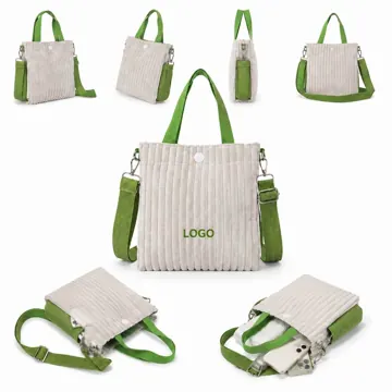 Adjustable Corduroy Tote Bag with Crossbody Strap