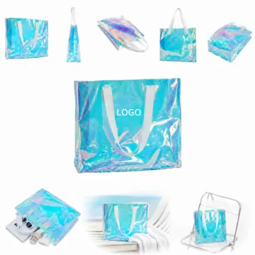 PVC Holographic Tote Bag Rainbow Half-Transparent Shopping