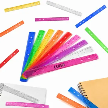 12 Inch Clear PVC Ruler with Hanging Hole, Metric & Imperial