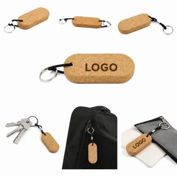 Eco Cork Keychain Floating Oval Key Ring for Water Sports