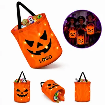 LED Light Up Halloween Trick or Treat Bags for Kids Safety