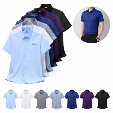 Bamboo Fiber Short-Sleeve Dress Shirt for Men, Breathable