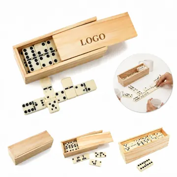 Mini Wooden Double Six Dominoes Set for Travel Family Fun