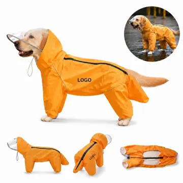4-Legged Waterproof Dog Raincoat with Reflective Strips