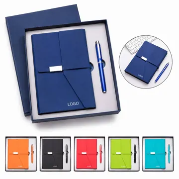 A5 PU Notebook & Metal Pen Set with Soft Leather Cover