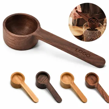 Natural Walnut Beech Wood Coffee Measuring Spoon, Dual-Ended