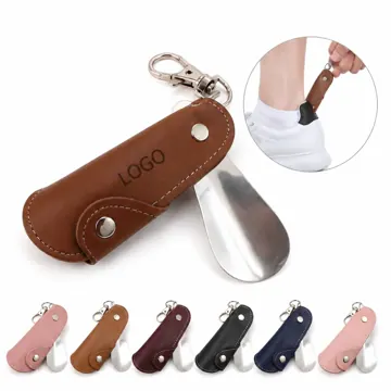 PU Leather Shoe Horn Keychain Portable Heel Protector