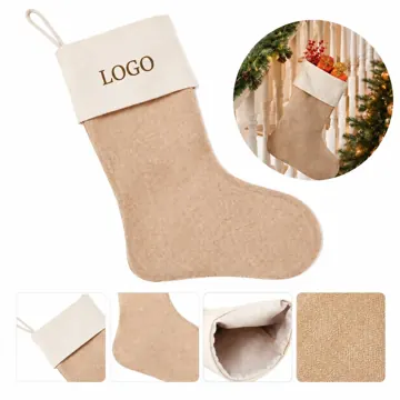 Natural Jute Burlap Stocking for Christmas Holiday Decor