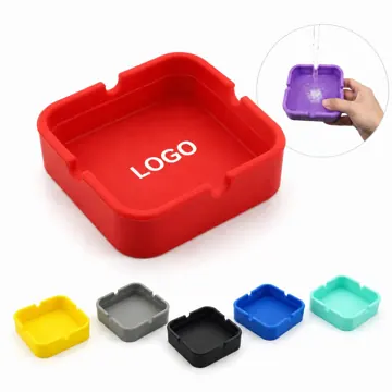 4-Slot Silicone Ashtray, Heat-Resistant Square