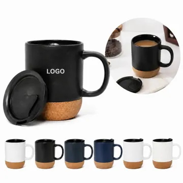 12 oz Ceramic Mug with Cork Base for Hot & Cold Drinks