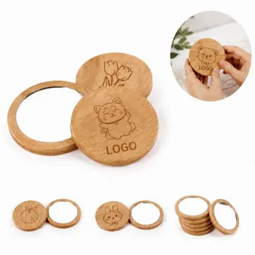 Compact Bamboo Pocket Mirror for On-the-Go Touch-Ups