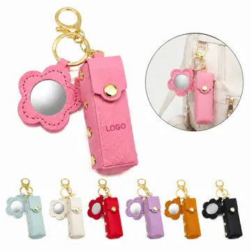 PU Leather Lipstick Holder Keychain for Bag